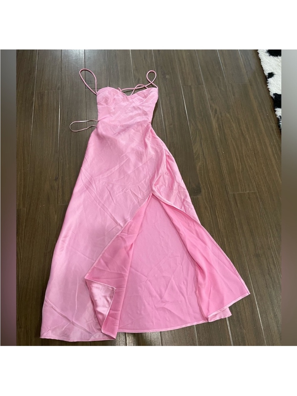 Zara Pink Spaghetti-Strap Midi Dress with Side Slit